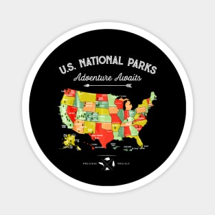 National Parks shirt Map Camping Hiking Magnet